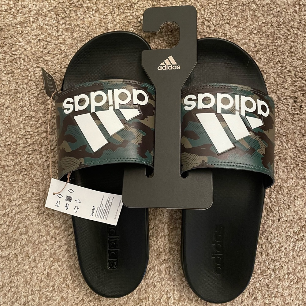 Adidas Adilette Comfort Slides, Camo